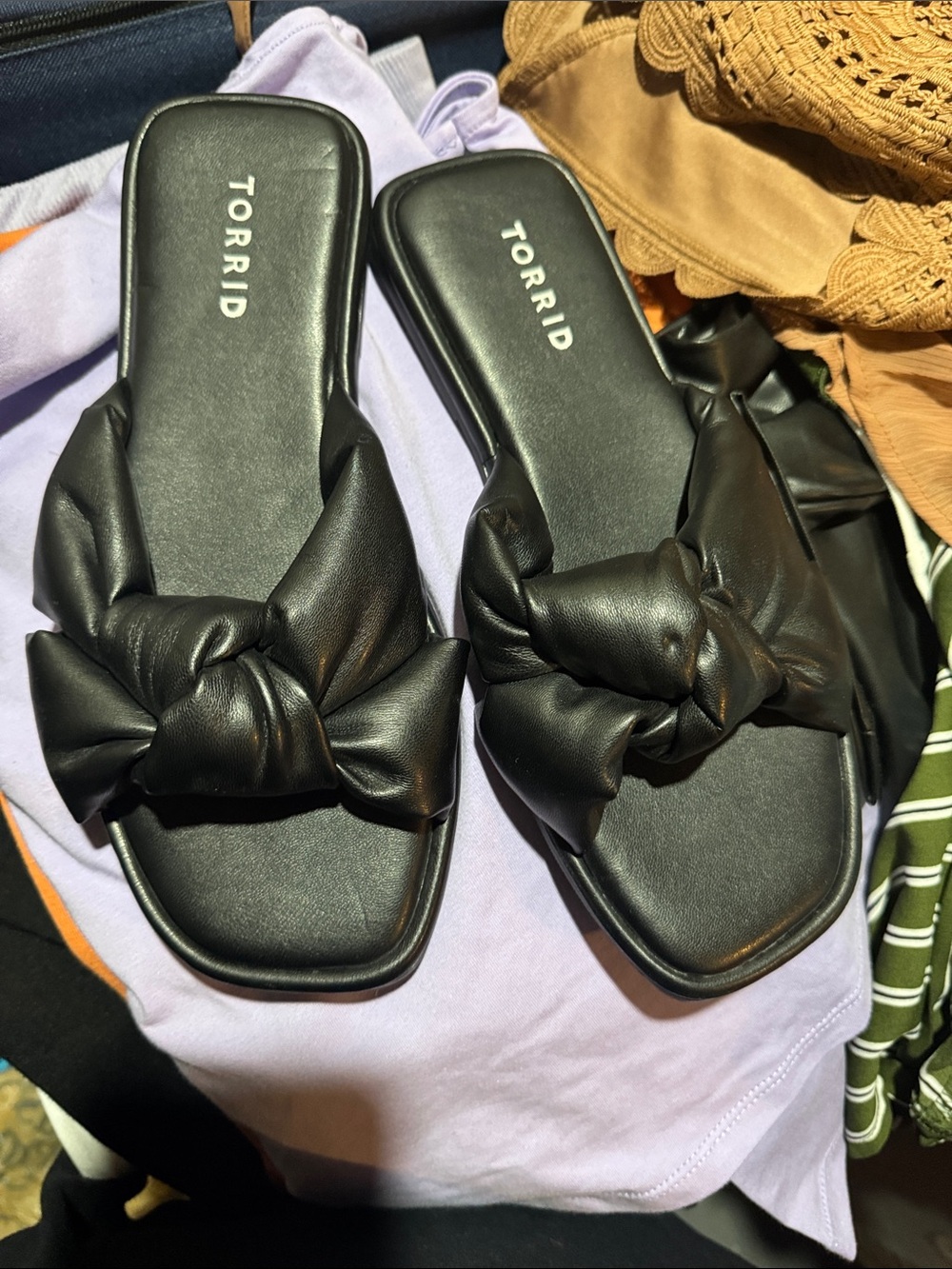 torrid Black Knotted Slide Sandals with Padded Upper